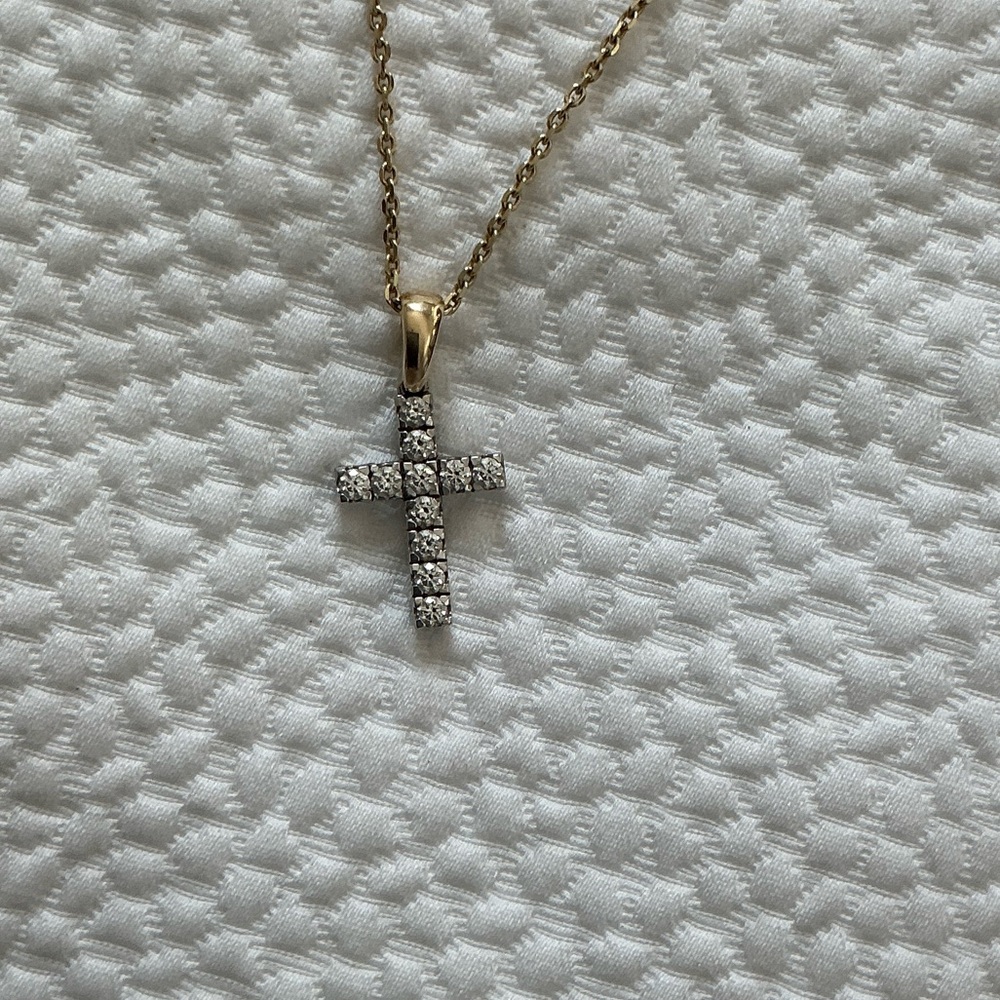 Elegant Gold and Silver Cross Pendant Necklace